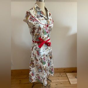 Retro Dia De Los Muertos print cotton Swing Dance, Rockabilly  Dress Medium